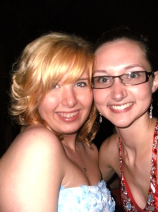 Sara and I in high school. Now both bloggers.